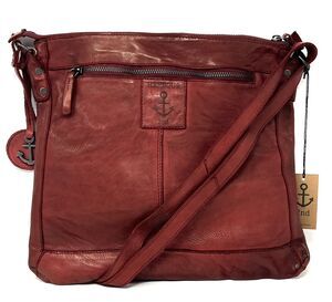 Harbour 2nd Vera Leather Crossbody Shoulder Bag Purse Flat Square Chili RED NWT